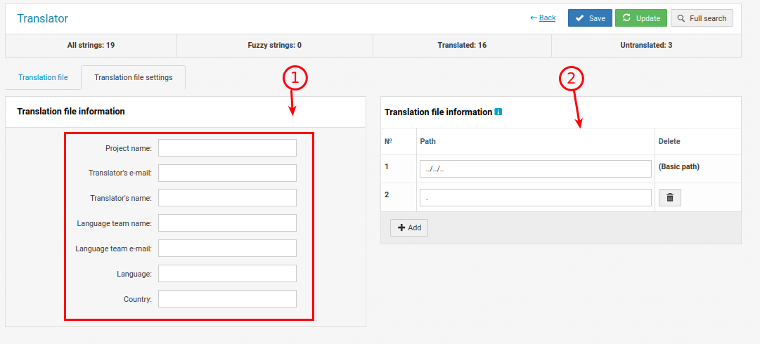Translation file setup